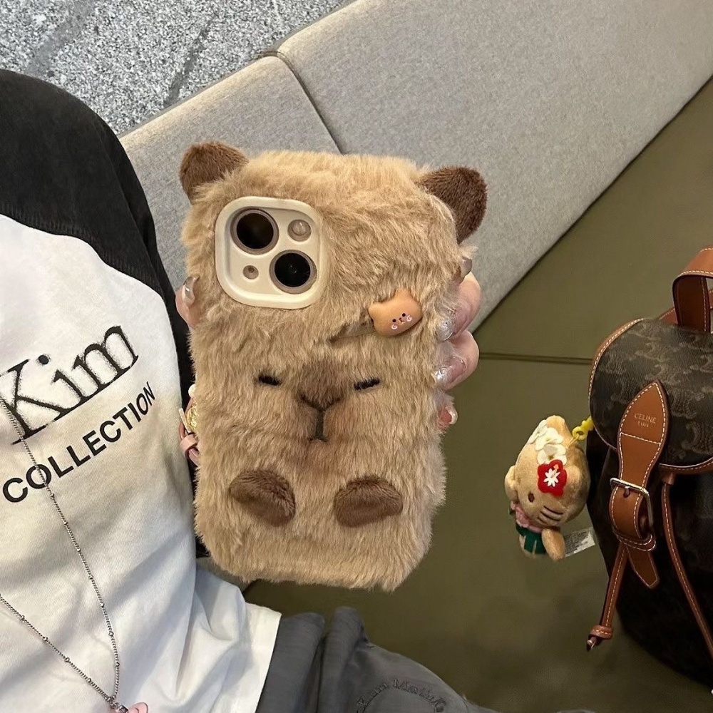 Phone Cases Apple - حافظة هاتف فاخرة من فراء كابيبارا