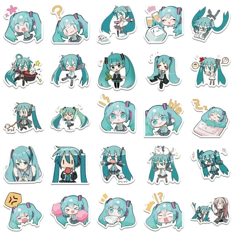 50 قطعة ملصقات Hatsune Kawaii  - مراجعة Phone Cases Kids وسعره