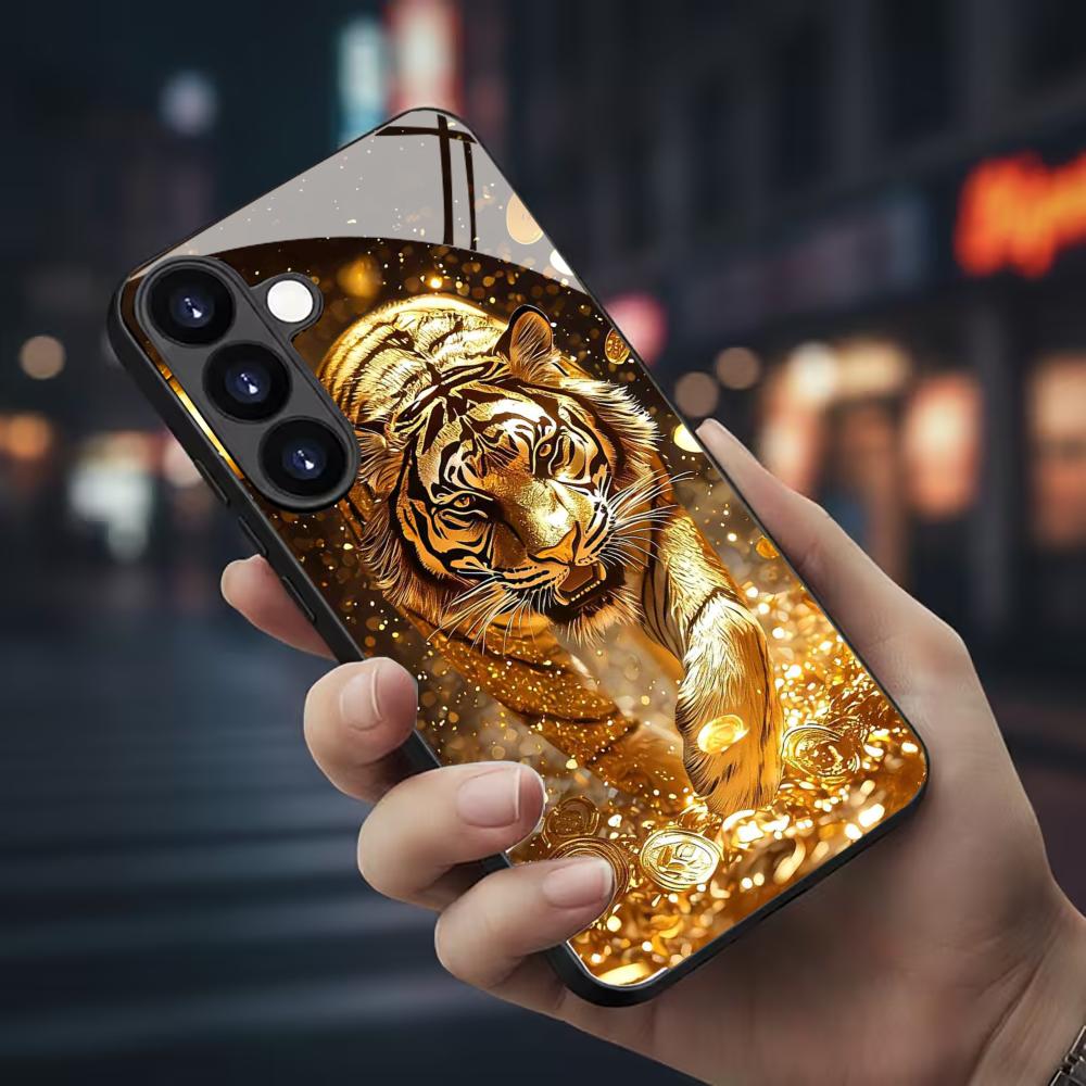 جراب هاتف زجاجي بنمط النمر لها - مراجعة Phone Cases Galaxy S23 وسعره